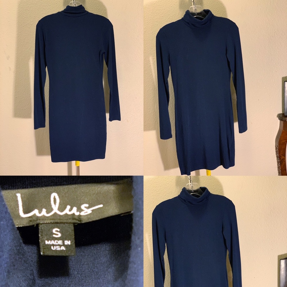 LULUS NAVY BLUE LONG SLEEVE BODYCON DRESS